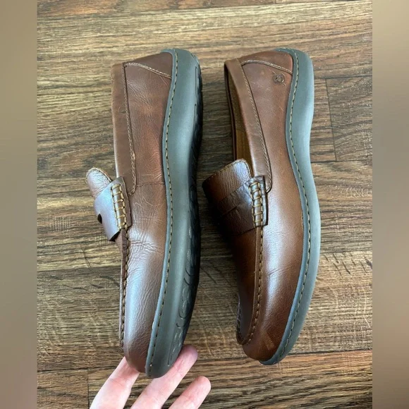 Born Mens Size 11 Simon II Tan Full Grain Leather Penny Loafers Drivers Shoes - Picture 13 of 16